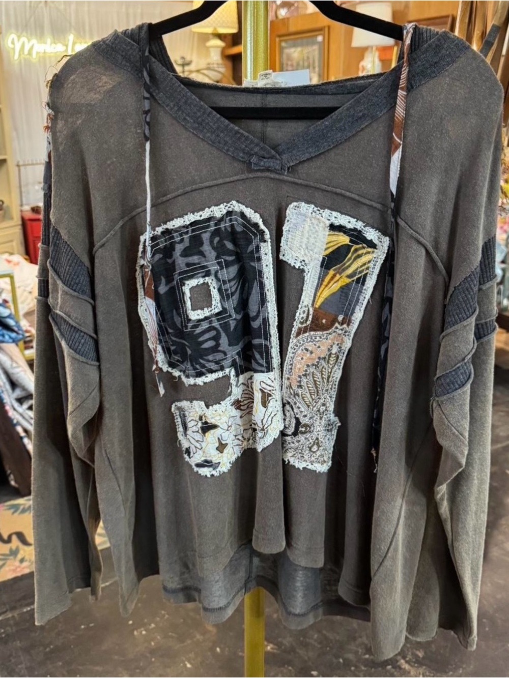 POL Charcoal Gray Crewneck Sweater with Applique '97'